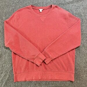 Fossil Men's XL Faded Red French Terry Style Crewneck Pullover Campus Style